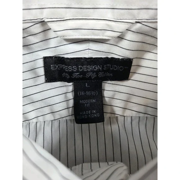 EXPRESS Men's Striped Button Down Long Sleeve Dress Shirt - Picture 4 of 9